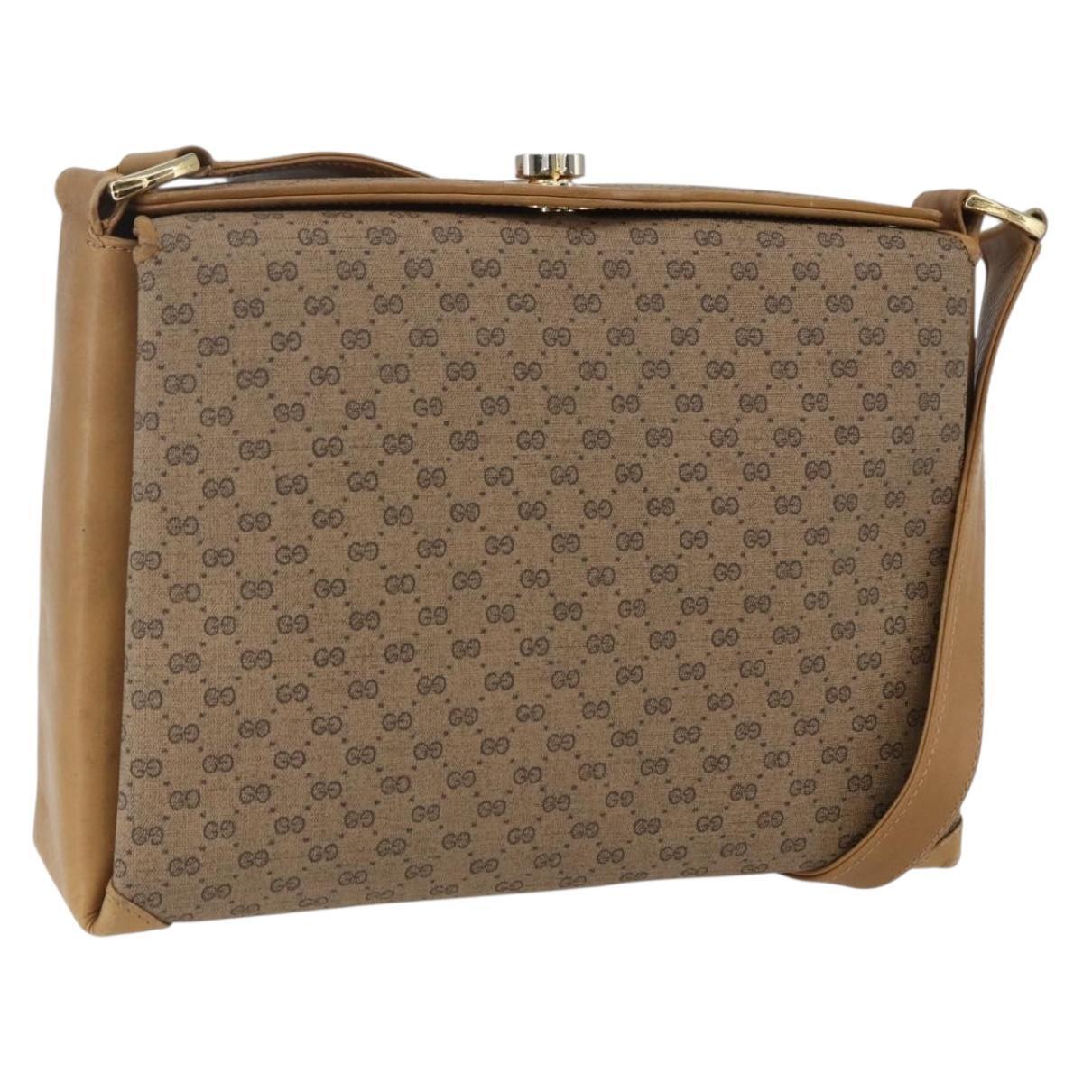 Gucci Micro Gg Supreme Shoulder Bag Pvc Beige Gold 001 20 1368 Auth 156987